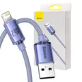 Produktbild: Baseus Crystal Shine Series Kabel USB-Kabel für schnelles Aufladen und Datenübertragung USB Typ A - Lightning 2.4A 2m lila (CAJY000105)