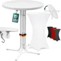Produktbild: Stehtisch Klappbar mit Husse 70x110cm Rund Hoch Stabil Metall Pulverbeschichtet Hochtisch Bistrotisch Partytisch Weiß Weiß - Casaria