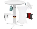 Produktbild: Casaria Stehtisch, Klappbar mit Husse Weiß 70cm Hochtisch Rund Partytisch Outdoor