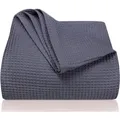 Produktbild: Laynenburg Tagesdecke LAYNENBURG Tagesdecke Waffelpique Baumwolle 150x200–240x260 cm, Wohndecke als Sommerdecke, Bett-Überwurf, Couch-Überwurf, Sofa-Decke grau 240 cm x 260 cm