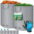 Produktbild: KESSER® Gartensack Set Laubsack Gartenabfallsack inkl. Handschuhe - Selbststehend 4 Griffe Stabil Robust & Faltbar - Laubsäcke Rasenschnitt Gartensäcke für Gartenabfälle Grünschnitt