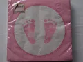 Produktbild: 20 Servietten Baby Steps Girl Babyfüße rosa für Taufe + Geburt - 25x25cm