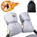 Produktbild: Orzbow Kinderwagen Handwärmer, Künstliche Lammfell Handmuff für Kinderwagen, Wasserdicht Handschuhe Kinderwagen, Atmungsaktiv Zubehör für Kinderwagen, Winter Geschenk für Neue Eltern (Hellgrau)