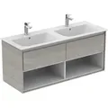 Produktbild: Ideal Standard Connect Air DoppelWaschtischunterschrank E0829PS 120x51,7x44cm, 2 Auszüge, Eiche grau Dekor/weiß matt