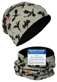 Produktbild: HECKBO Drachen Kinder Beanie Mütze & Loop Schal - 2-8 Jahre - Fleece Innen - Jungen Mädchen - 95% Baumwolle (48–54 cm)