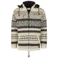 Produktbild: THC Natural Line Strickjacke THC Schafwollstrickjacke beige gemustert 888 (1 Stück, 1-tlg., 1 Stück) Strickjacke mit abnehmbarer Kapuze beige M