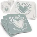 Produktbild: Funke & Brand Bierdeckel Schön DASS du da bist Funkegrün 50er Set - Ausgefallener Bierdeckel aus Holzschliffpappe - Coaster Getränkeuntersetzer Tischuntersetzer, Untersetzer für Gläser