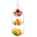 Produktbild: INTIRILIFE Küchenampel Hängekorb für Obst und Gemüse SILBER - 23/ 25.5/ 28 x 73 cm - 3 Stockwerke, Obstkorb zum Aufhängen - Obstschale platzsparend Küche, 3 Etagen, 3er Etagere für die Decke