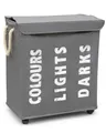 Produktbild: hausratplus osoltus Wäschebox - Wäsche-Sortierer mit Deckel & Rollen - Bad-Organzier - Wäschekorb - Wäschetruhe - Badezimmer Wäsche-Sortiersystem - Grau