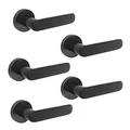 Produktbild: Emuca - Türgriffe für Innenttüren, 5 Türgriff-Set mit Rosetten für Zimmertüren D.50 mm, Aluminium, Schwarz