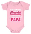 Produktbild: MoonWorks® Baby Body bedruckt mit Spruch Ich versuche mich zu benehmen witzige Sprüche Bio-Baumwolle Jungen & Mädchen Mädchen rosa 3-6 Monate