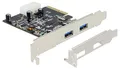 Produktbild: PCIe x2 SuperSpeed USB 10 Gbps (USB 3.1 Gen 2) mit 2 x Typ A Buchse inkl. Low Profile Blende ASmedia Delock
