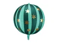 Produktbild: Folienballon rund 50cm gestreift mit Sternen - Ballon für Helium oder Luft - Party Luftballons - Folienluftballon - Geburtstagsdeko & Partydeko - Grün Mint Gold