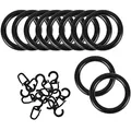Produktbild: Bestlivings Ringe mit Faltenleghaken (10er Set), Gardinenringe für Universalband/Kräuselband Ø40mm in der Farbe: Schwarz