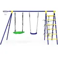 Produktbild: Doppelschaukel Metall mit Schaukelgestell Schaukelgerüst mit Kletterleiter