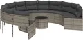 Produktbild: vidaXL Gartensofa mit Tisch und Kissen Rund Grau Poly Rattan