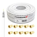 Produktbild: Premium X 20m BASIC Koaxialkabel 135dB 4-fach SAT Antennenkabel Koax-Kabel DVB-S / S2 DVB-C und DVB-T BK Anlagen 10x F-Stecker