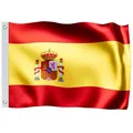 Produktbild: MONZANA® Spanien Flagge 150x90cm Spanische Nationalflagge Metallösen strapazierfähig Fahne 100% Polyester Garten Outdoor Indoor Länder doppelt umsäumte Kanten Pflegeleicht