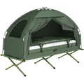 Produktbild: Outsunny SoBuy Feldbett mit Zelt Wurfzelt mit Luftpumpe, Matratze, Tragetasche, Schlafsack, Wasserdichtes Campingbett Extra Breit Outdoor Campingliege Dunkelgrün 193x86x160 cm bis 114 kg