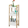 Produktbild: Frg226-wn Badregal In Weiß/kautschukholz Standregal Küchenregal Mit 3 Ablagefächern Bht Ca: 28x74x20cm - Sobuy