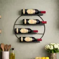 Produktbild: DanDiBo Weinregal Wand Metall Schwarz Andante Rund Flaschenregal Flaschenhalter Weinflaschenhalter Hängend Weinständer Wandregal für 4 Flaschen Wine Rack