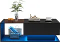 Produktbild: Merax Couchtisch mit Glastischplatte und Schublade, Beistelltisch Hochglanz mit LED inkl. APP, Wohnzimmertisch 100x50x32cm, Schwarz