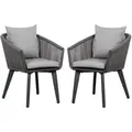 Produktbild: Mr. Deko 2er Set Diningsessel Cadiz Rope - Aluminium Gestell grau