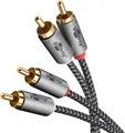Produktbild: Goobay 65295. Anschluss 1: 2 x RCA, Steckverbinder 1 Geschlecht: Männlich, Anschluss 2: 2 x RCA, Steckverbinder 2 Geschlecht: Männlich, Kabelmaterial: Kupfer, Beschichtung Steckerkontakte: Gold, Magnetisch abgeschirmt, AWG Kabelgröße: 28, Kabellänge: 5 m, Produktfarbe: Grau (65295)