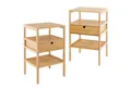 Produktbild: COSTWAY Nachttisch (2-St), mit 3-stufiges Lattenregal, Schublade, Bambus 40x40x68cm