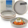 Produktbild: Sänger Rio Perlgrau | Pastaschalen 4 teilig, 4x Nudel Schalen aus Steingut, Schüssel Set spülmaschinenfest mikrowellenfest kratzfest, große Schüssel grau 750 ml | VALUE COLLECTION