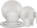 Produktbild: Melamin Camping Geschirr Set 4 Personen Crema Design 16 Teilig Tafelgeschirr Picknick BBQ Kochgeschirr