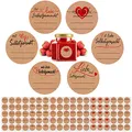 Produktbild: DOUSELLA 600 Stück Marmeladen Aufkleber Etiketten Kraftpaier Klebeetiketten zum beschriften Selbstklebend Marmelade Handmade Marmeladenglas Sticker für Backen Geschenktüten Flasche