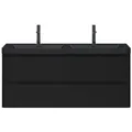 Produktbild: doporro Badmöbel-Set Mineraguss Waschbeckenunterschrank Badezimmer Soft-Close Lucca, Softclose-Funktion schwarz 120 cm x 55 cm x 48 cm