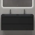 Produktbild: doporro Badmöbel-Set Waschtisch mit Unterschrank Waschbecken mit Waschbeckenunterschrank Matt schwarz 120x48x55cm inkl. Mineralguss-Waschbecken lucca