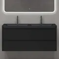 Produktbild: doporro Badmöbel Set Waschbecken mit Unterschrank Matt schwarz 120x48x55cm