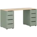 Produktbild: Mid.you Schreibtisch, Eiche, Olivgrün, Metall, 8 Schubladen, rechteckig, 140x73.1x55.5 cm, in verschiedenen Holz-Dekoren erhältlich, Arbeitszimmer, Schreibtische, Bürotische