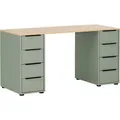 Produktbild: Möbelpartner Schreibtisch Elma, eiche / pistazie, mit Standcontainer, (BxHxT) 140 x 73,1 x 55,5cm