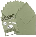 Produktbild: 50x Vintage-Umschläge quadratisch aus grünem Kraftpapier - nachhaltig - 15,5 x 15,5 cm - Nassklebung Spitzklappe - NEUSER PAPIER