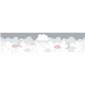 Produktbild: Bricoflor Wolken Tapete Bordüre Selbstklebend für Kinderzimmer Vliestapete mit Sternen in Rosa und Grau Baby Tapetenbordüre für Mädchenzimmer