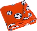 Produktbild: Baby und Kinder Fleece-Decke Fußball, vielseitig nutzbare Kuscheldecke für Jungen und Mädchen, 75 x 100 cm