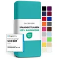 Produktbild: Jacobson Spannbettlaken aus 100% Baumwolle, Jersey Bettlaken 160 g/m2, Spannbetttuch mit Gummizug, OEKO-TEX®, pflegeleicht, viele Farben blau 180 - 200 cm x 200 cm