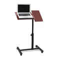 Produktbild: Relaxdays Laptoptisch höhenverstellbar, Laptopständer Holz, mit Rollen, drehbar, HxBxT: 95 x 60 x 40,5 cm, rot-braun