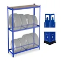 Produktbild: Relaxdays Reifenregal für 8 Reifen, HxBxT: 180 x 120 x 40 cm, 795 kg, Stahl, Stecksystem, Räderregal mit Ablage, blau