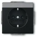 Produktbild: Busch-Jaeger 20 EUN-885 SCHUKO® Steckdosen-Einsatz, mit Beschriftungsfeld schwarz matt - Schwarz