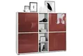 Produktbild: Vladon Highboard Cuba V3 (Highboard, Schrank Anrichte Cuba V3 mit 12 Fächern), Korpus in Weiß matt / in Bordeaux glänzend (130,5x105,5x35,5 cm)