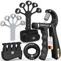 Produktbild: FUNFLEX Handtrainer Fingertrainer, Verstellbares Griffkraft Trainer Set -5-Teilig- Unterarmtrainer, Fingerstrecker Neopren Handgelenk Band - Finger Grifftrainer - Grip Ring, Hand & Unterarm Training