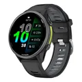 Produktbild: Zweifarbiges Silikon Armband für Garmin Forerunner 970 Silber Schnalle Schwarz