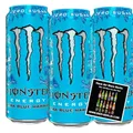 Produktbild: Monster Energy Ultra Blue Hawaiian Energy Drink 12 Dosen 473 ml – Zero Sugar –inkl. Haus der Biere Berlin Bierdeckel
