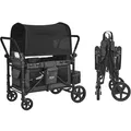 Produktbild: VEVOR Kinderwagen für 4 Kinder, Push-Pull-Reisebuggy mit verstellbarem Griff, Sicherheitsgurt und abnehmbarem Verdeck, 4-Sitzer-Bollerwagen für Camping, Dunkelgrau und Schwarz (150 kg Tragkraft)