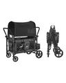 Produktbild: VEVOR Kinderwagen für 4 Kinder, Push-Pull-Reisebuggy mit verstellbarem Griff, Sicherheitsgurt und abnehmbarem Verdeck, 4-Sitzer-Bollerwagen für Camping, Dunkelgrau und Schwarz (150 kg Tragkraft)